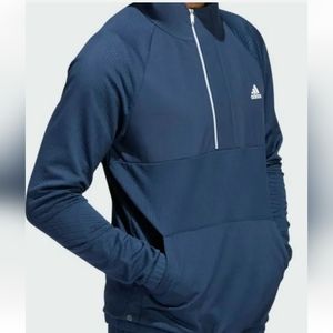 adidas 1/4 Zip Fleece Anorak Men's Golf Jacket With Hood  Crew Navy